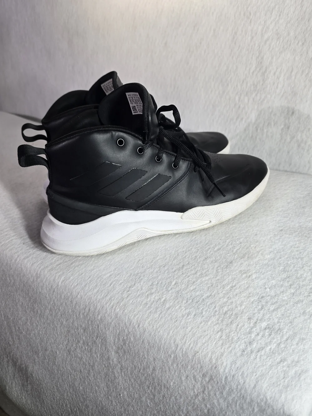 Adidas Black High-Top Sneakers with White Sole Size 10